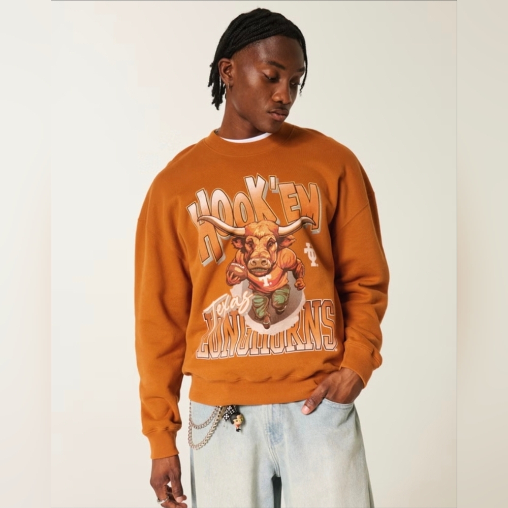 Hollister University of Texas Longhorns Grahpic Crew Sweatshirt XS Like New